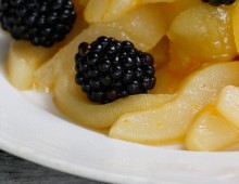 Poached blackberry, apple and pear compote