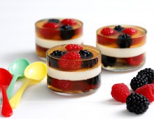 Raspberry, blackberry and yogurt jelly cups